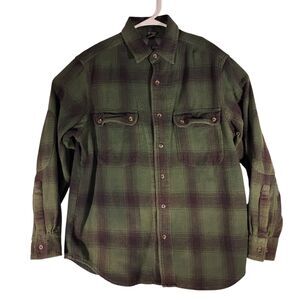 Stormy Kromer Mercentile flannel shirt mens L Large green plaid long sleeve